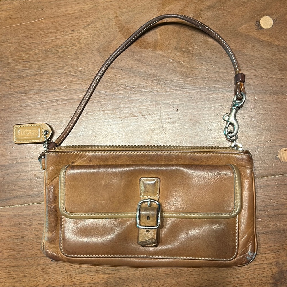 Vintage coach leather wristlet